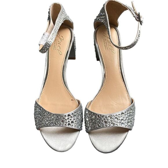 NWOT Jewel Badgley Mischka Woman’s Rhinestone Jillian Block Heel Sandals Size 8 - Picture 2 of 7